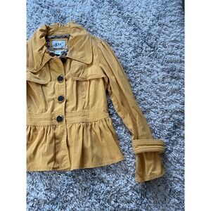 Live a Little Mustard Yellow Peplum Jacket‎ Flared Cuffs Small
